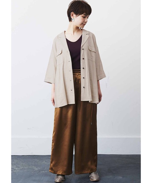 MEDE19F(メデジュウキュウ)の「MEDE19F リネン混ベルテッドジャケットシャツ(シャツ/ブラウス・レディース・ブラウン/ベージュ・MEDIUM/LARGE/X-LARGE/XX-LARGE)」の11枚目の写真