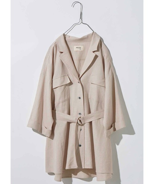 MEDE19F(メデジュウキュウ)の「MEDE19F リネン混ベルテッドジャケットシャツ(シャツ/ブラウス・レディース・ブラウン/ベージュ・MEDIUM/LARGE/X-LARGE/XX-LARGE)」の12枚目の写真