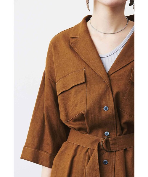 MEDE19F(メデジュウキュウ)の「MEDE19F リネン混ベルテッドジャケットシャツ(シャツ/ブラウス・レディース・ブラウン/ベージュ・MEDIUM/LARGE/X-LARGE/XX-LARGE)」の17枚目の写真