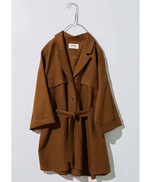 MEDE19F(メデジュウキュウ)の「MEDE19F リネン混ベルテッドジャケットシャツ(シャツ/ブラウス・レディース・ブラウン/ベージュ・MEDIUM/LARGE/X-LARGE/XX-LARGE)」の8枚目の写真