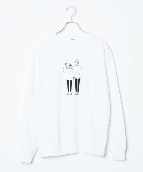 WEGO(ウィゴー)の「WEGO/カップルモチーフプルオーバー(スウェット・メンズ・グリーン/ホワイト/ブラック・SMALL/MEDIUM/LARGE)」の2枚目の写真