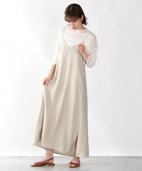 LOWRYS FARM（ローリーズファーム）の「バックリボンキャミワンピ　877381（ワンピース・レディース・ベージュ/ブラウン/カーキ・FREE）」の2枚目の写真