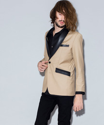 NO ID. | レザー切替ショールカラーJKT(テーラードジャケット)