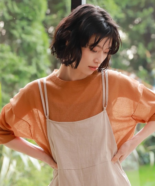 LAKOLE（ラコレ）の「14GリネンMIXワイドプルオーバー / LAKOLE（Tシャツ/カットソー・レディース・ライトグレー/ベージュ/オレンジ/スモーク・SMALL/MEDIUM）」の3枚目の写真