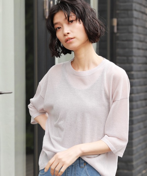 LAKOLE（ラコレ）の「14GリネンMIXワイドプルオーバー / LAKOLE（Tシャツ/カットソー・レディース・ライトグレー/ベージュ/オレンジ/スモーク・SMALL/MEDIUM）」の2枚目の写真