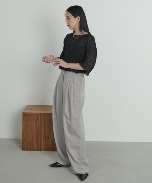 Aunt Marie's(アントマリーズ)の「【ロングセラー!】シフォン楊柳ハーフスリーブブラウス【新色追加!オフィススタイルにもおすすめ】(シャツ/ブラウス・レディース・ブラック/ブルー/ライトグリーン/ナチュラル/グリーン/ケリーグリーン/オレンジ/ロイヤルブルー/ホワイト/ネイビー/ブラウン/ミント・FREE)」の21枚目の写真