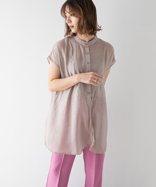 rectangle（レクタングル）の「ブザムシアーシャツ（シャツ/ブラウス・レディース・ブラック/ベージュ/パープル/オフホワイト/ブルー・FREE）」の6枚目の写真