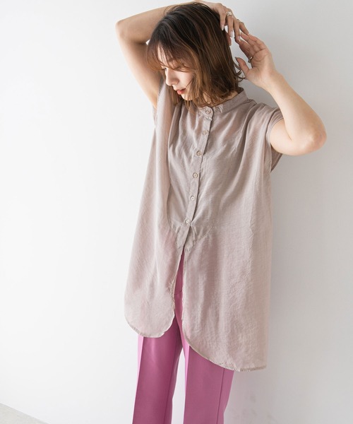 rectangle（レクタングル）の「ブザムシアーシャツ（シャツ/ブラウス・レディース・ブラック/ベージュ/パープル/オフホワイト/ブルー・FREE）」の9枚目の写真