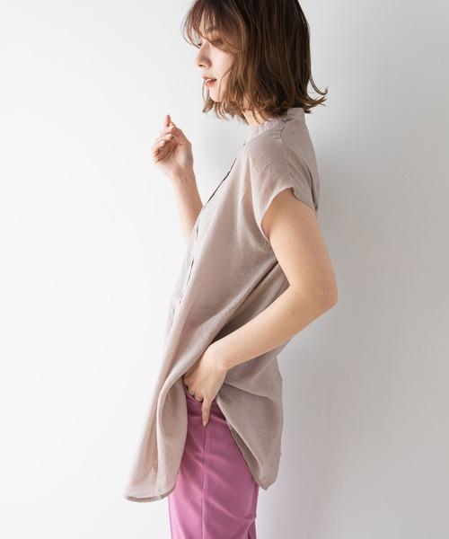 rectangle（レクタングル）の「ブザムシアーシャツ（シャツ/ブラウス・レディース・ブラック/ベージュ/パープル/オフホワイト/ブルー・FREE）」の10枚目の写真