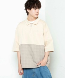 WEGO | WEGO/チェックバイカラーハーフジップ半袖プルオーバー(Tシャツ/カットソー)