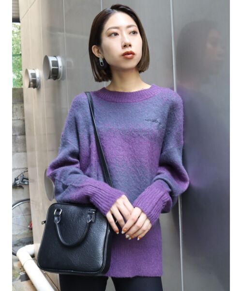 EMODA（エモダ）の「ランダムグラデーションニットトップ（ニット/セーター・レディース・ブラック/パープル/オレンジ・FREE）」の12枚目の写真