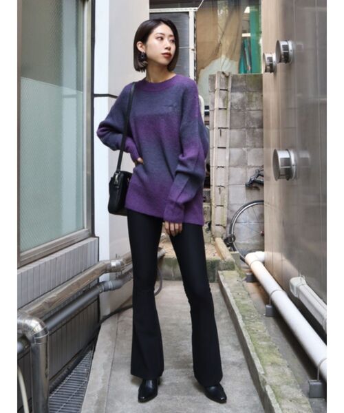 EMODA（エモダ）の「ランダムグラデーションニットトップ（ニット/セーター・レディース・ブラック/パープル/オレンジ・FREE）」の10枚目の写真