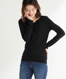 Honeys（ハニーズ）の「あったかレースＶネックＴ（Tシャツ/カットソー）」