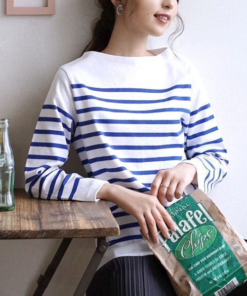 シミヘン加工フレンチバスクシャツ［ボーダー］