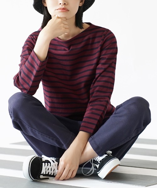 シミヘン加工フレンチバスクシャツ［ボーダー］