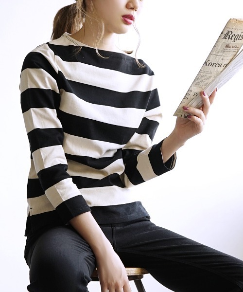 シミヘン加工フレンチバスクシャツ［ボーダー］