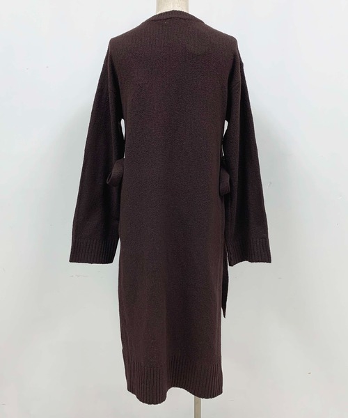 PICCIN（ピッチン）の「サイドスリットロングニット（ニット/セーター・レディース・ダークブラウン/アイボリー・M）」の6枚目の写真