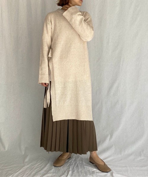 PICCIN（ピッチン）の「サイドスリットロングニット（ニット/セーター・レディース・ダークブラウン/アイボリー・M）」の13枚目の写真