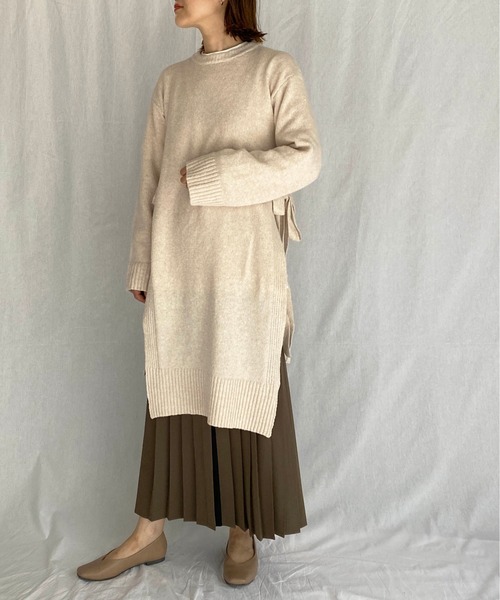 PICCIN（ピッチン）の「サイドスリットロングニット（ニット/セーター・レディース・ダークブラウン/アイボリー・M）」の14枚目の写真