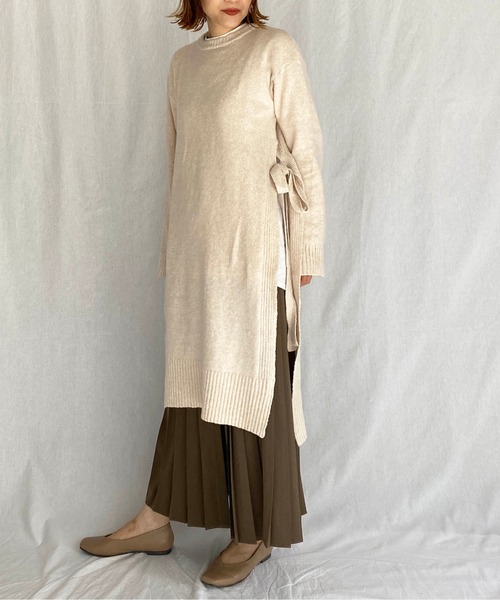 PICCIN（ピッチン）の「サイドスリットロングニット（ニット/セーター・レディース・ダークブラウン/アイボリー・M）」の17枚目の写真