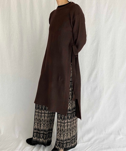 PICCIN（ピッチン）の「サイドスリットロングニット（ニット/セーター・レディース・ダークブラウン/アイボリー・M）」の20枚目の写真