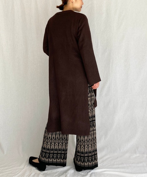 PICCIN（ピッチン）の「サイドスリットロングニット（ニット/セーター・レディース・ダークブラウン/アイボリー・M）」の21枚目の写真