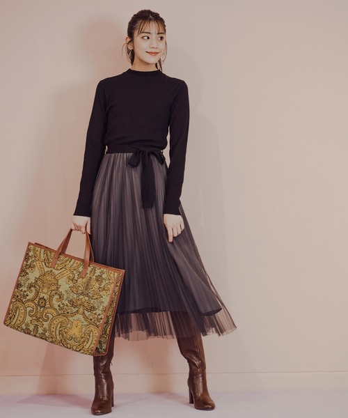 衝撃価格商品の セール ワンピース ドレス チュールドッキングワンピース ワンピース Andemiu アンデミュウ のファッション ワンピース