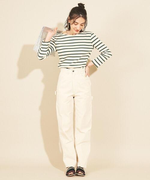 BEAUTY&YOUTH UNITED ARROWS（ビューティーアンドユースユナイテッドアローズ）の「BY∴ コットンボーダー＆ソリッド8分袖カットソー（Tシャツ/カットソー・レディース・ダークグリーン/コバルトブルー/ライム/ブラック/ホワイト・FREE）」の10枚目の写真