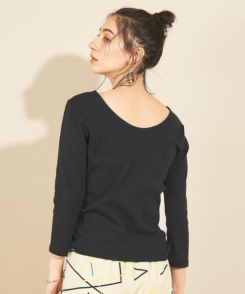 BEAUTY&YOUTH UNITED ARROWS（ビューティーアンドユースユナイテッドアローズ）の「BY∴ コットンボーダー＆ソリッド8分袖カットソー（Tシャツ/カットソー・レディース・ダークグリーン/コバルトブルー/ライム/ブラック/ホワイト・FREE）」の15枚目の写真