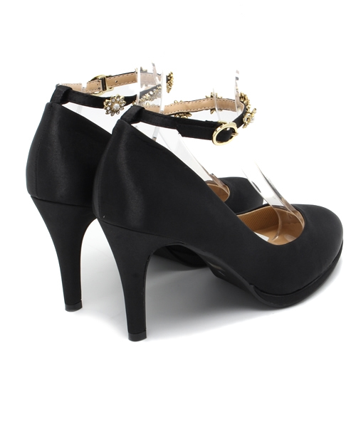 laboratory work（ラボラトリーワーク）の「ビジューモチーフサテン　パンプス【結婚式】（パンプス・レディース・ブラック/ベージュ/ブラック系その他/ネイビー・MEDIUM/LARGE/SMALL）」の7枚目の写真