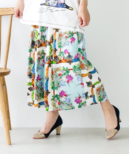 Scolar スカラー のファッション その他パンツ パンツ スカーフ柄ワイドパンツ その他パンツ ランキング1位即発送可能 その他パンツ