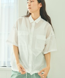 audrey and john wad | コットンシルクシアーオーバーサイズシャツ(シャツ/ブラウス)