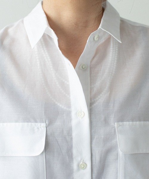 audrey and john wad(オードリーアンドジョンワッド)の「コットンシルクシアーオーバーサイズシャツ(シャツ/ブラウス・レディース・ホワイト/ナチュラル・マルチサイズ)」の9枚目の写真