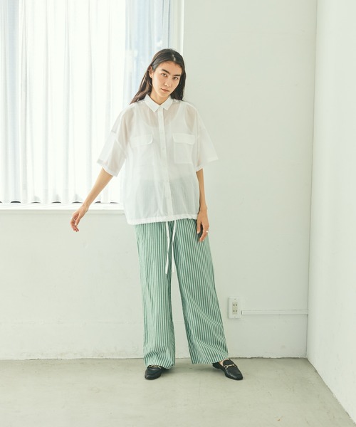 audrey and john wad(オードリーアンドジョンワッド)の「コットンシルクシアーオーバーサイズシャツ(シャツ/ブラウス・レディース・ホワイト/ナチュラル・マルチサイズ)」の8枚目の写真