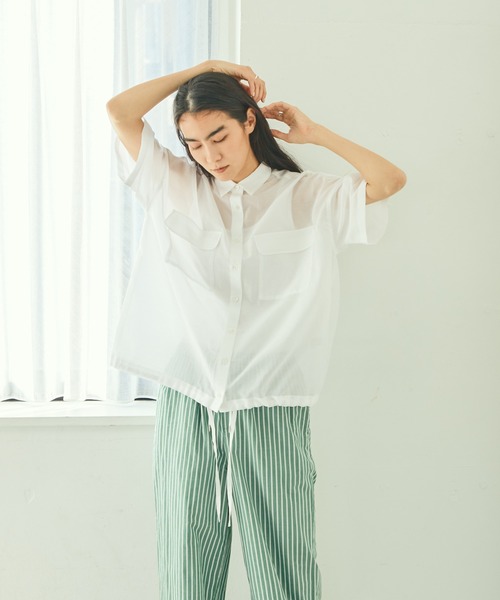 audrey and john wad(オードリーアンドジョンワッド)の「コットンシルクシアーオーバーサイズシャツ(シャツ/ブラウス・レディース・ホワイト/ナチュラル・マルチサイズ)」の13枚目の写真