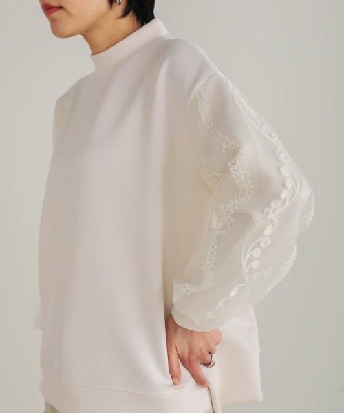 Bou Jeloud（ブージュルード）の「ライトダンボール袖レーストップス（スウェット・レディース・ホワイト/ライトグレー/ブラック・FREE）」の18枚目の写真
