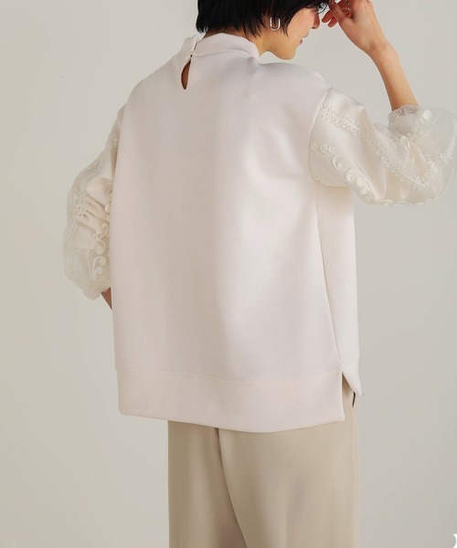 Bou Jeloud（ブージュルード）の「ライトダンボール袖レーストップス（スウェット・レディース・ホワイト/ライトグレー/ブラック・FREE）」の8枚目の写真