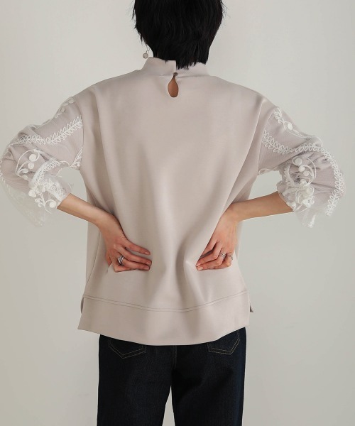 Bou Jeloud（ブージュルード）の「ライトダンボール袖レーストップス（スウェット・レディース・ホワイト/ライトグレー/ブラック・FREE）」の15枚目の写真