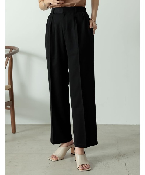 Re:EDIT（リエディ）の「リサイクルツイルセンタープレスルーズスラックス（スラックス・レディース・ブラック/ピンク/ミント/モカ/グレイッシュベージュ・MEDIUM/LARGE/SHORT/TALL）」の2枚目の写真