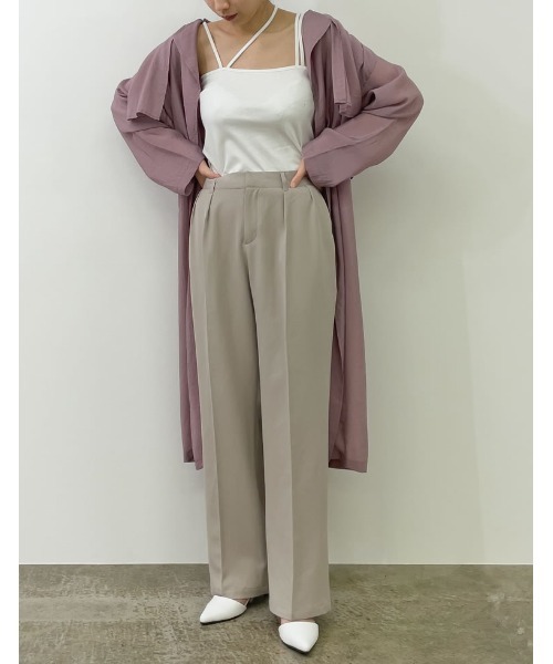 Re:EDIT（リエディ）の「リサイクルツイルセンタープレスルーズスラックス（スラックス・レディース・ブラック/ピンク/ミント/モカ/グレイッシュベージュ・MEDIUM/LARGE/SHORT/TALL）」の20枚目の写真