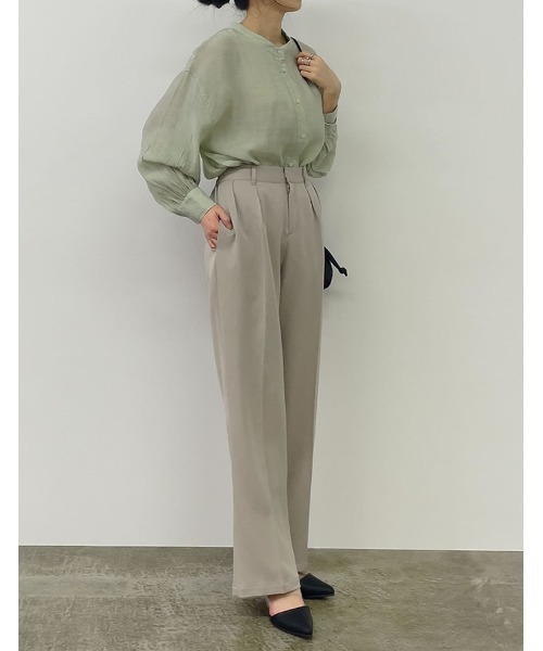 Re:EDIT（リエディ）の「リサイクルツイルセンタープレスルーズスラックス（スラックス・レディース・ブラック/ピンク/ミント/モカ/グレイッシュベージュ・MEDIUM/LARGE/SHORT/TALL）」の13枚目の写真