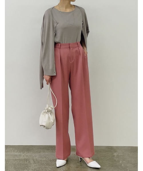 Re:EDIT（リエディ）の「リサイクルツイルセンタープレスルーズスラックス（スラックス・レディース・ブラック/ピンク/ミント/モカ/グレイッシュベージュ・MEDIUM/LARGE/SHORT/TALL）」の7枚目の写真