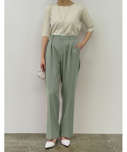 Re:EDIT（リエディ）の「リサイクルツイルセンタープレスルーズスラックス（スラックス・レディース・ブラック/ピンク/ミント/モカ/グレイッシュベージュ・MEDIUM/LARGE/SHORT/TALL）」の21枚目の写真