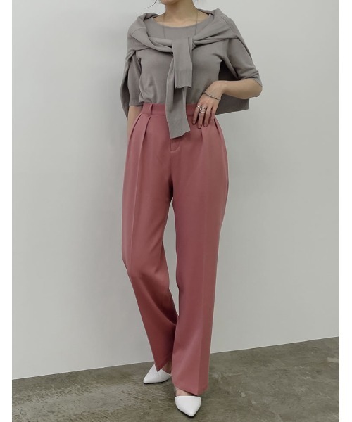 Re:EDIT（リエディ）の「リサイクルツイルセンタープレスルーズスラックス（スラックス・レディース・ブラック/ピンク/ミント/モカ/グレイッシュベージュ・MEDIUM/LARGE/SHORT/TALL）」の10枚目の写真