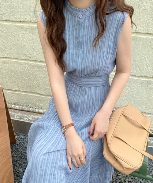 ABITOKYO（アビトーキョー）の「フレンチスリーブバックリボンマキシ丈ワッシャーワンピース（ワンピース・レディース・ブラック/グレー/ベージュ/ライトグリーン/パープル系その他/ブルー・FREE）」の17枚目の写真