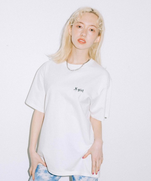 X-girl（エックスガール）の「RHINESTONE BUTTERFLY S/S TEE（T