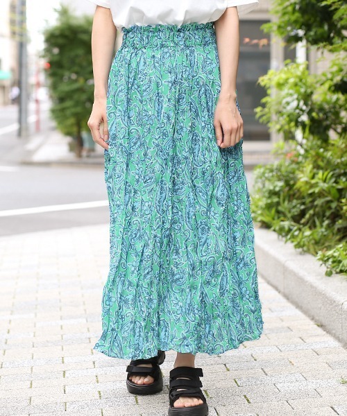 チチカカ（チチカカ）の「エスニックアロハリンクル スカート（スカート・レディース・その他1/マスタード/ピンク・FREE）」の3枚目の写真