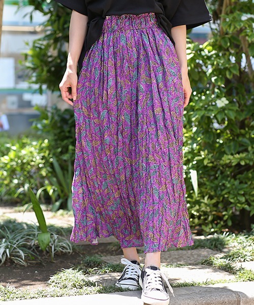 チチカカ（チチカカ）の「エスニックアロハリンクル スカート（スカート・レディース・その他1/マスタード/ピンク・FREE）」の7枚目の写真