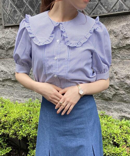 INGNI（イング）の「BIGフリル襟／ブラウス（シャツ/ブラウス・レディース・ブラック/オフホワイト/ブルー系その他2/ブルー系1・M）」の4枚目の写真