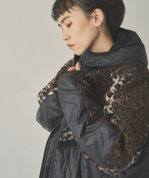 audrey and john wad（オードリーアンドジョンワッド）の「【Audrey and John Wad】ボア×中綿キルトフード付ロングコート（その他アウター・レディース・ブラック/ダークブラウン/ブラウン/グレイッシュベージュ・S/M）」の14枚目の写真